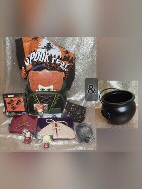 Hocus Pocus Set Loungefly Velvet Backpack Wallet Pouch,Pins,Magnets,Shirt+ New